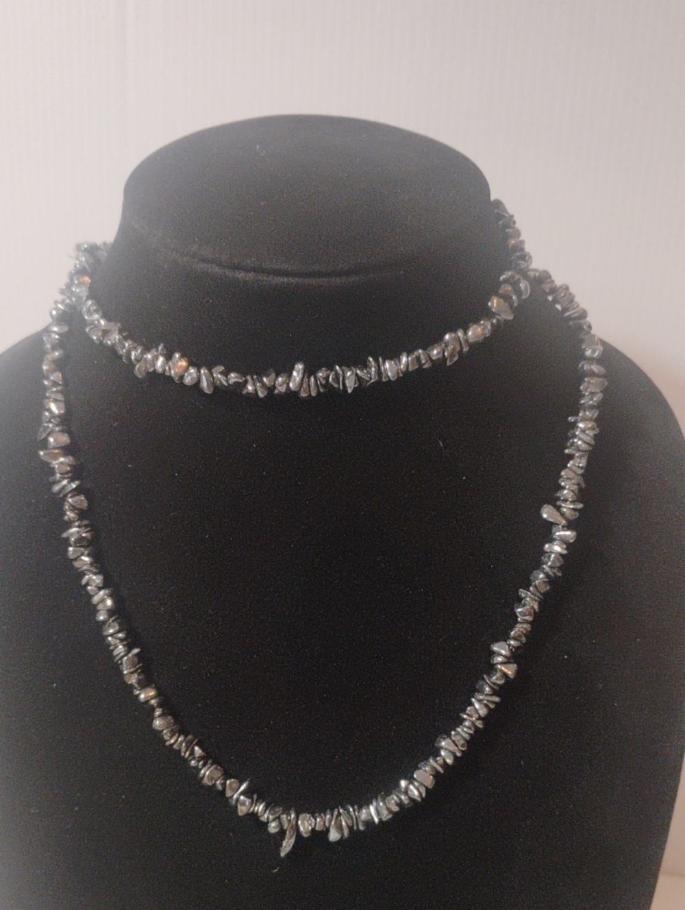 Hematite Chip Bead Necklace Set - Silver Gray Women’s Jewelry